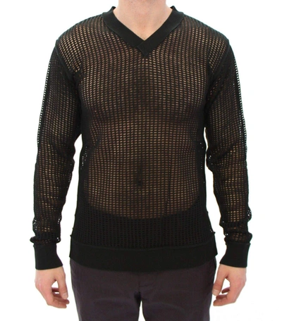 Shop Dolce & Gabbana Dark Green Runway Netz Pullover Netted Sweater