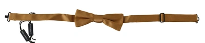 Shop Dolce & Gabbana Gold 100% Silk Adjustable Neck Papillon Men Bow Tie