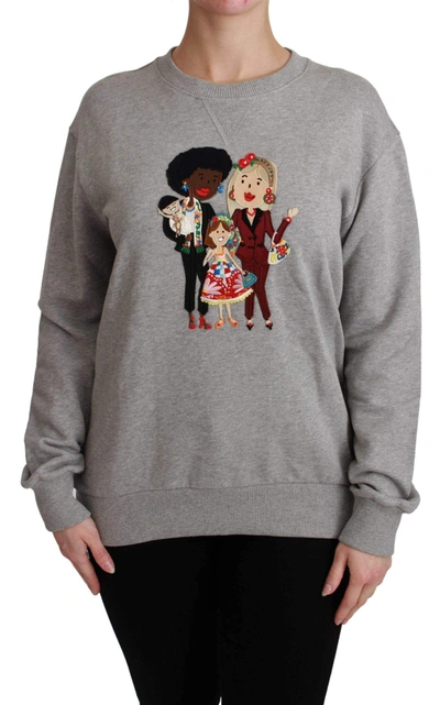 Shop Dolce & Gabbana Gray #dgfamily Cotton Pullover Sweater