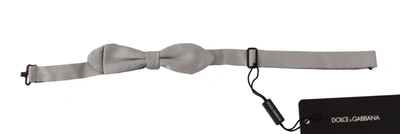 Dolce & Gabbana Gray 100% Silk Faille Adjustable Neck Bow Tie Papillon In Gray
