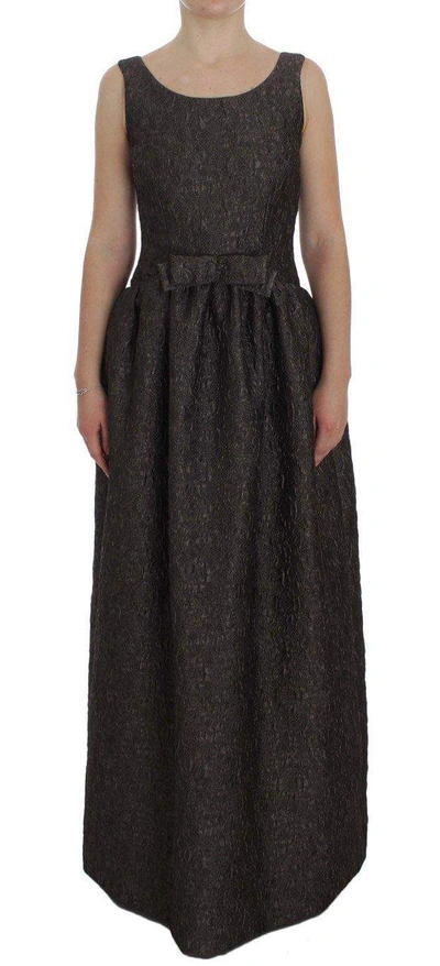 Shop Dolce & Gabbana Gray Brocade Sheath Full Length Gown Dress