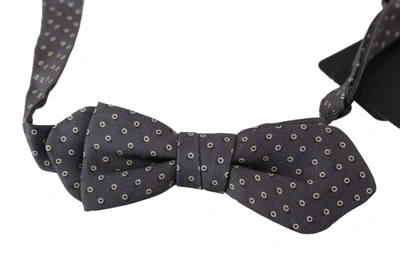 Shop Dolce & Gabbana Gray Circles Silk Slim Adjustable Neck Papillon Men Bow Tie