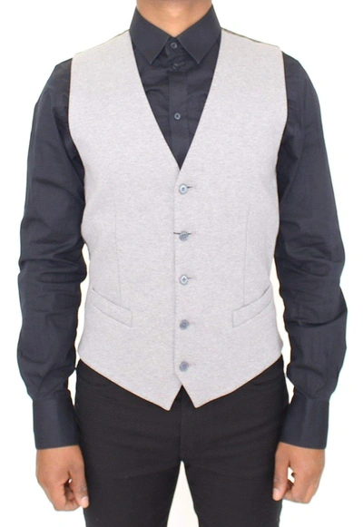 Shop Dolce & Gabbana Gray Cotton Stretch Dress Vest Blazer