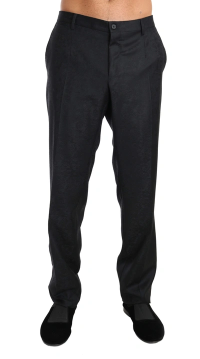 Shop Dolce & Gabbana Gray Cotton Patterned Formal Trousers
