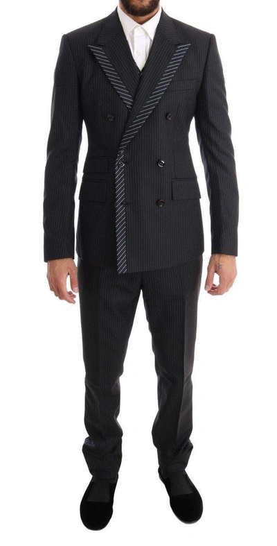 Shop Dolce & Gabbana Gray Double Breasted 3 Piece Suit