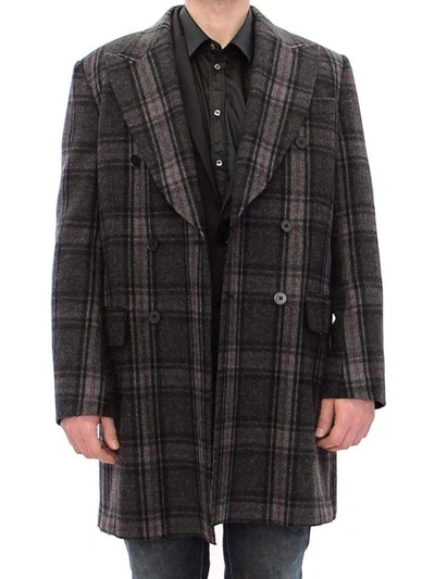 Shop Dolce & Gabbana Gray Double Breasted Coat Jacket
