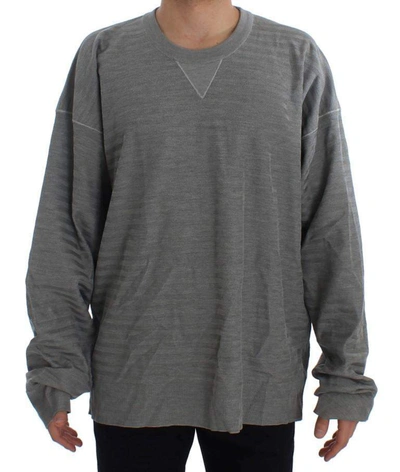 Shop Dolce & Gabbana Gray Crewneck Pullover Silk Sweater