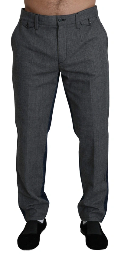 Shop Dolce & Gabbana Gray Dress Blue Denim Trousers Cotton Pants