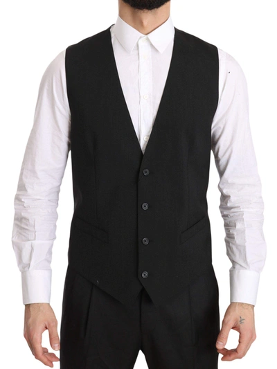 Shop Dolce & Gabbana Gray Gilet Staff Regular Fit Formal Vest