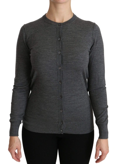 Shop Dolce & Gabbana Gray Long Sleeve Cardigan Sweater Wool  Top