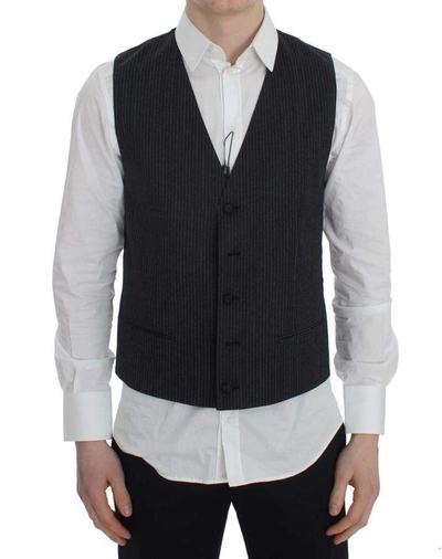 Dolce & Gabbana Gray Striped Formal Vest In Gray