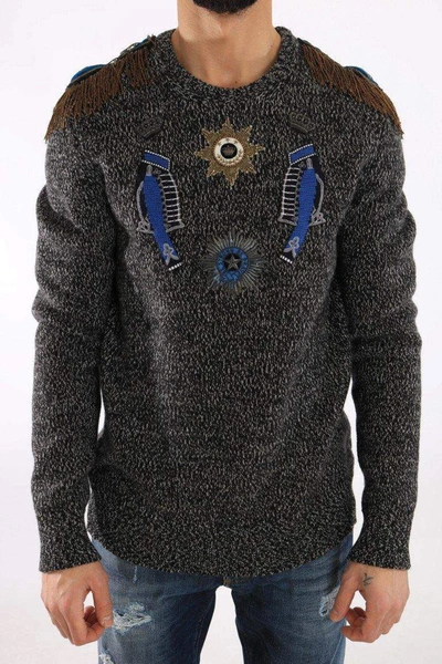 Shop Dolce & Gabbana Gray Wool Cashmere Sweater