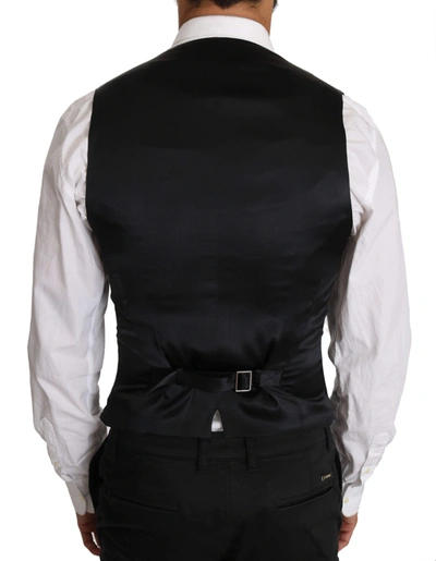 Shop Dolce & Gabbana Gray Wool Double Breasted Waistcoat Vest