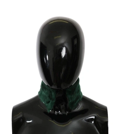 Dolce & Gabbana Green Fur Neck Collar Wrap Lambskin Scarf In Green