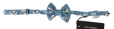 Shop Dolce & Gabbana Light Blue Deck Of Cards Adjustable Neck Papillon Bow Tie