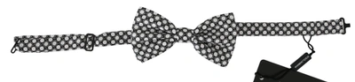 Shop Dolce & Gabbana Men Black White Circles Adjustable Neck Papillon Bow Tie