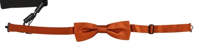 Shop Dolce & Gabbana Men Dark Orange Silk Adjustable Neck Papillon Bow Tie