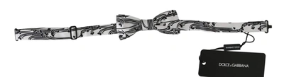 Shop Dolce & Gabbana Men White Pattern Silk Adjustable Neck Papillon Bow Tie