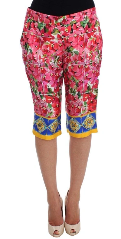 Shop Dolce & Gabbana Multicolor Floral Knee Capris Shorts Pants