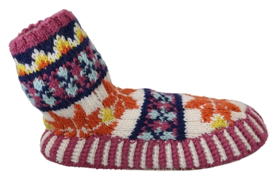 Shop Dolce & Gabbana Multicolor Knitted Booties Boots Flats Shoes