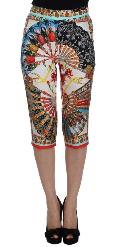Shop Dolce & Gabbana Multicolor Majolica Sicily Silk Pants