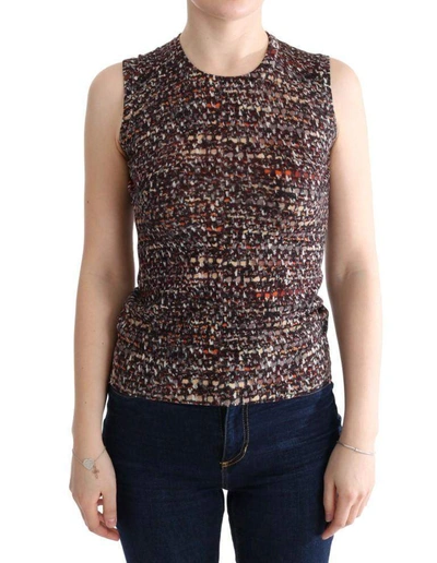 Dolce & Gabbana Multicolor Print Knit Top Wool T-shirt In Multicolor