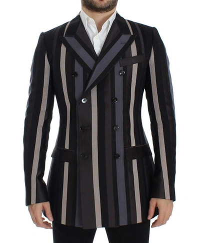 Shop Dolce & Gabbana Multicolor Striped Wool Slim Blazer