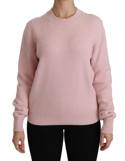 Shop Dolce & Gabbana Pink Crew Neck Cashmere Pullover Sweater
