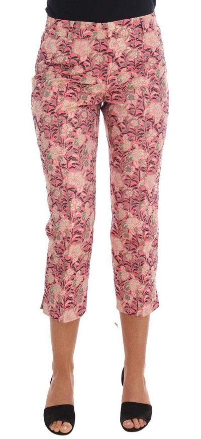 Shop Dolce & Gabbana Pink Floral Brocade Capri Pants In Multicolor