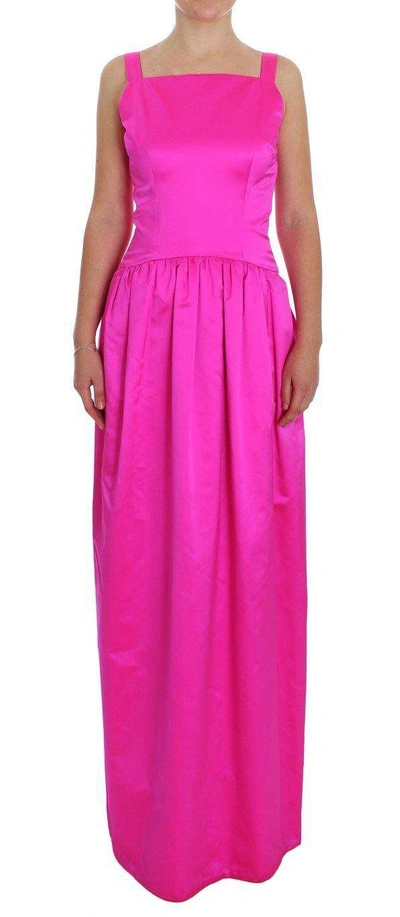 Dolce & Gabbana Pink Silk Long Sheath Ball Gown Dress In Pink