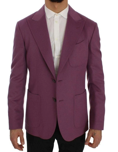 Shop Dolce & Gabbana Purple Cashmere Slim Fit Blazer Jacket