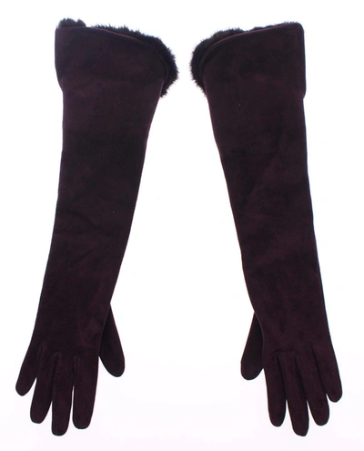 Dolce & Gabbana Purple Mink Fur Goatskin Suede Leather Gloves In Purple