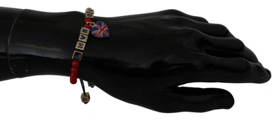 Shop Dolce & Gabbana Red Blue Beaded Dg Loves London Flag Branded Bracelet