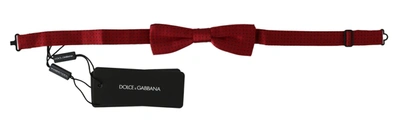 Shop Dolce & Gabbana Red Dotted Silk Adjustable Neck Papillon Bow Tie