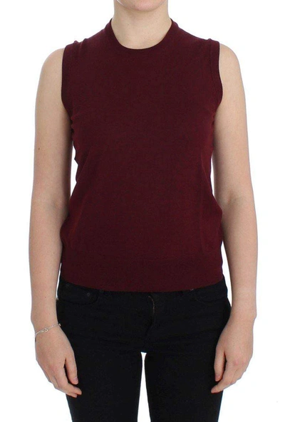 Shop Dolce & Gabbana Red Sleeveless Crewneck Vest Pullover