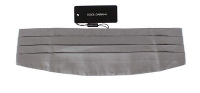 Dolce & Gabbana Silver Wide Belt Silk Cummerbund In Silver