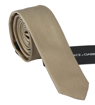 Shop Dolce & Gabbana Solid Light Brown 100% Silk Classic Wide Necktie Tie