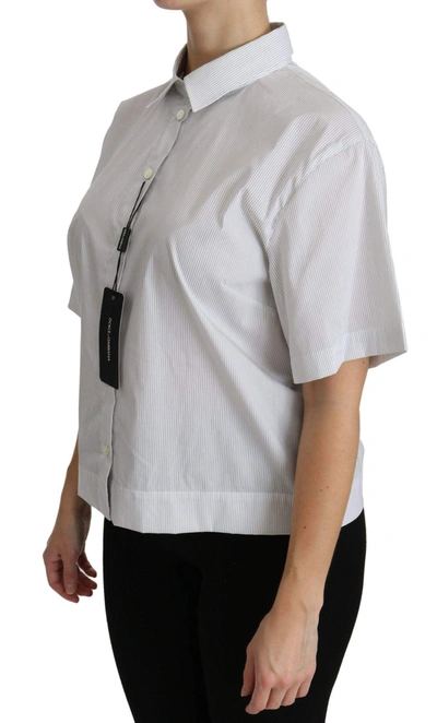 Dolce & Gabbana White Collared Short Sleeve Polo Shirt Top In White