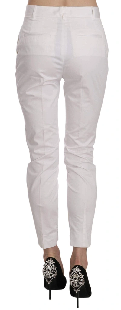 Shop Dolce & Gabbana White High Waist Skinny Cropped Trouser Pants