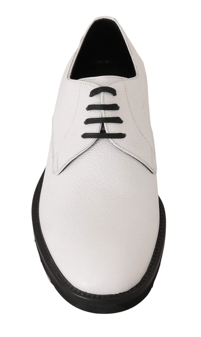 Shop Dolce & Gabbana White Leather Derby Dress Formal Shoes