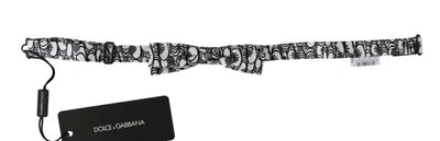 Dolce & Gabbana White Pattern Silk Adjustable Neck Papillon Tie In White