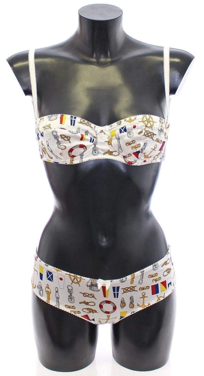 Shop Dolce & Gabbana White Sailor Bra Panty Stretch Underwear