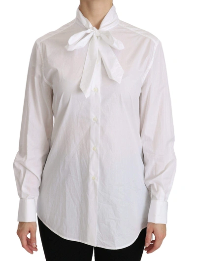 Dolce & Gabbana White Turtle Neck Long Sleeve Polo Shirt In White