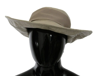 Shop Dolce & Gabbana Beige 100% Lamb Leather Wide Brim Panama Hat