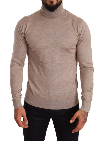 Shop Dolce & Gabbana Beige Cashmere Turtleneck Pullover Sweater