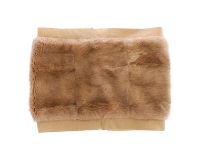 Shop Dolce & Gabbana Beige Mink Fur Scarf Foulard Neck Wrap