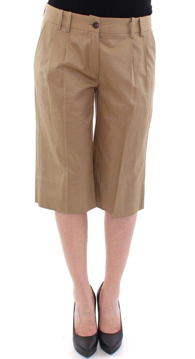 Shop Dolce & Gabbana Beige Solid Cotton Shorts Pants