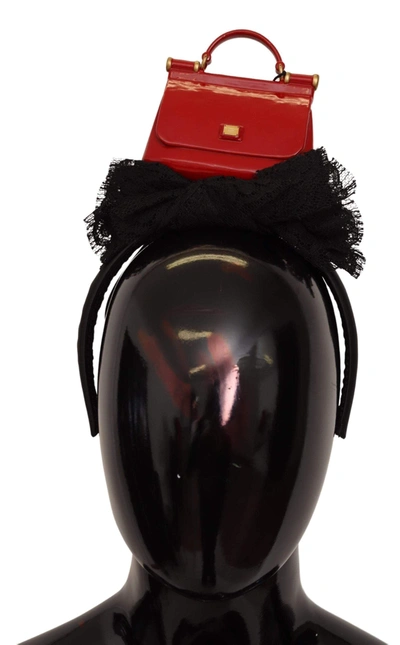 Shop Dolce & Gabbana Black Cotton Red Hat Sicily Bag Headband Diadem