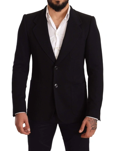 Shop Dolce & Gabbana Black Cotton Slim Fit Coat Jacket  Blazer