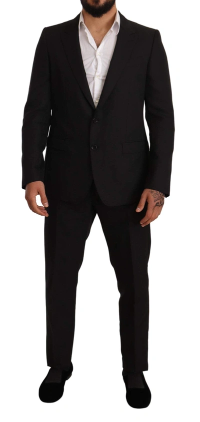 Shop Dolce & Gabbana Black Fantasy Slim Fit Wool Martini Suit